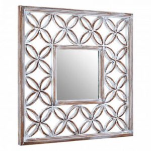St Ervans Antique White Lattice Frame Wall Mirror
