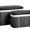 Ottoman Black Bamboo Storage Seats