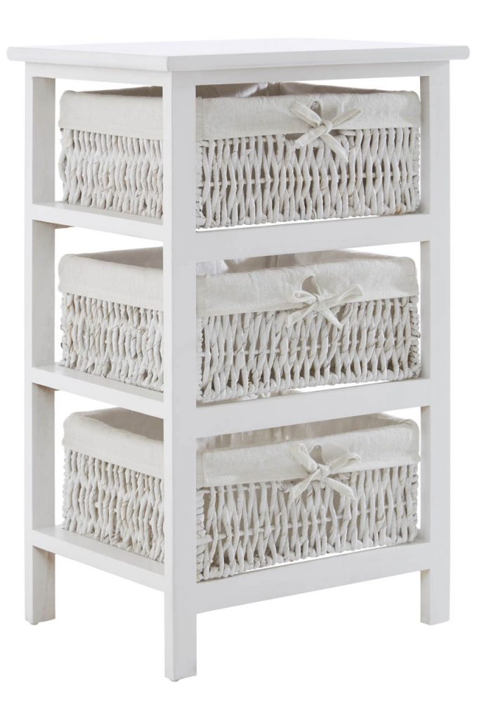 Old Court 3 Maize Baskets White Storage Unit