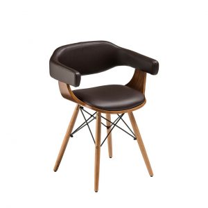 Tor Gardens Brown Leather Effect Beech Wood Legs Chair