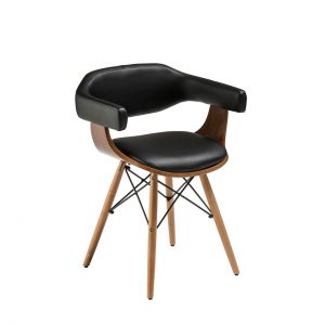 Tor Gardens Black Leather Effect Beech Wood Legs Chair
