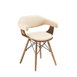 Tor Gardens Cream Leather Effect Chair Beech Wood Legs