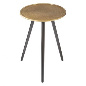 Vernon Gold Finish / Wood Legs Side Table
