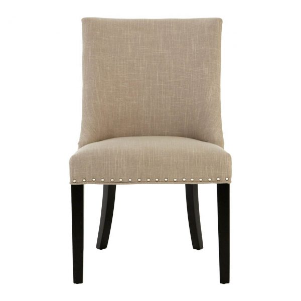 Natural Linen With Curly Back Dining Chair