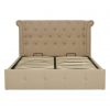 Riley King Size Beige Hopsack Velvet Bed