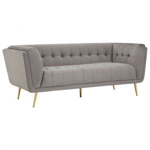 Newcombe 3 Seat Grey Velvet Sofa