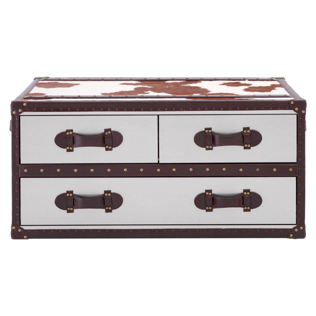 Mallord Brown/White Genuine Cowhide Coffee Table