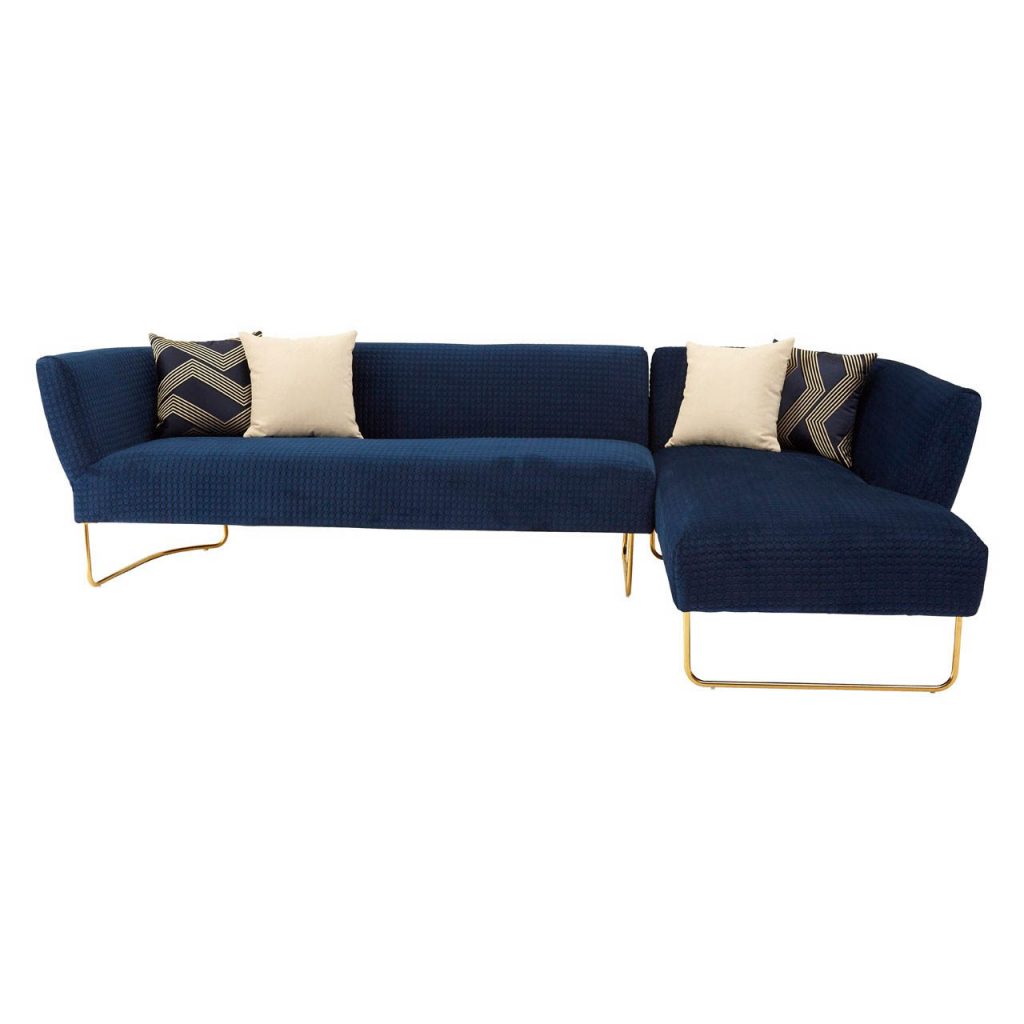 Russell Dark Blue Velvet 5 Seat Corner Sofa