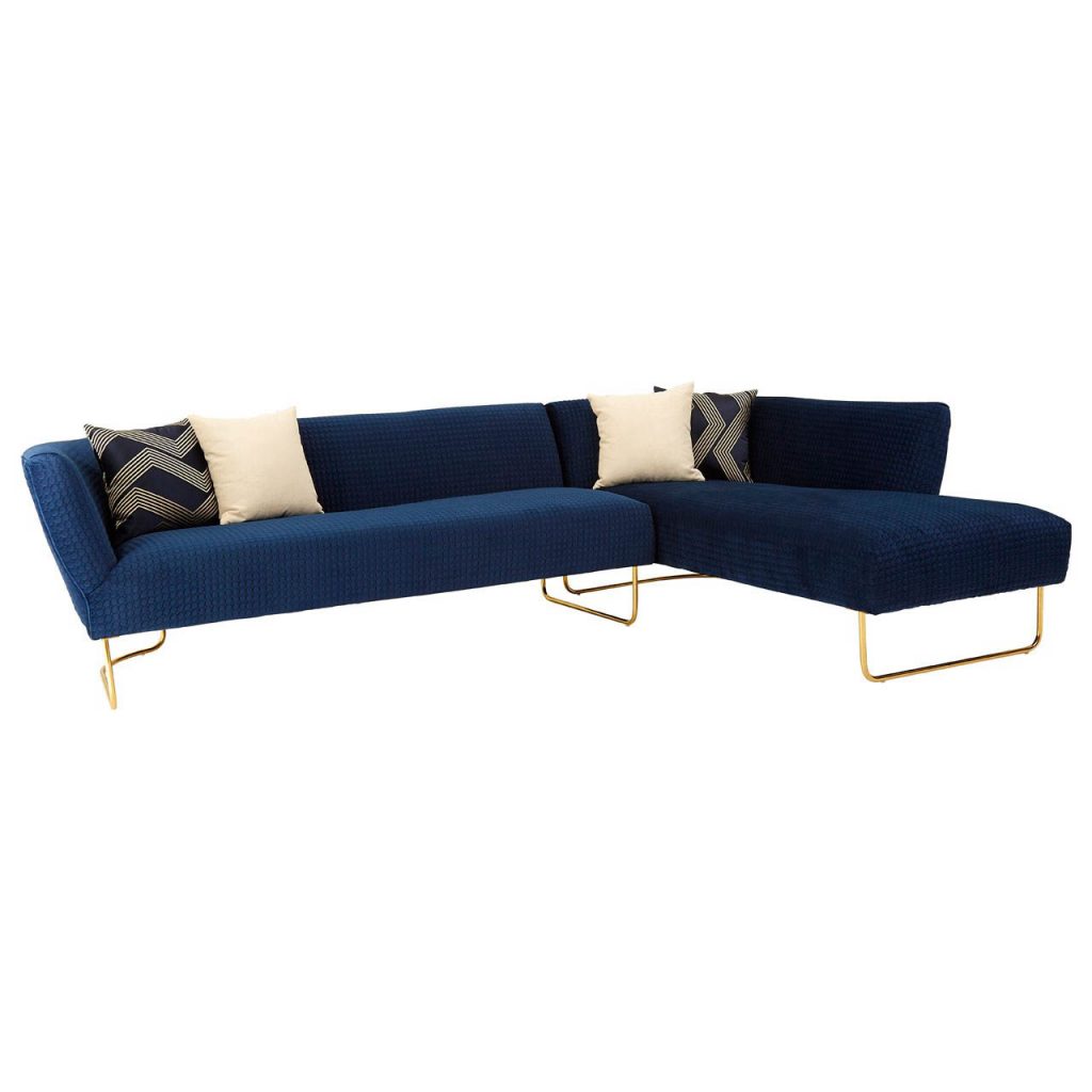 Russell Dark Blue Velvet 5 Seat Corner Sofa