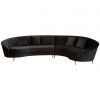 Glendower Black Velvet 5 Seat Curved Sofa Unit