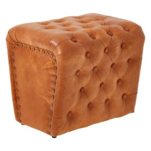 Gilston Square Light Brown Buttoned Stool