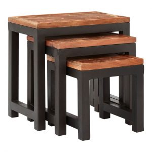 Artisan Acacia Wood / Iron Nesting Tables