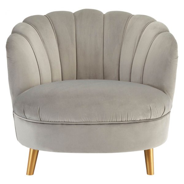 Simon Grey Velvet Chair With Gold Wood Legs