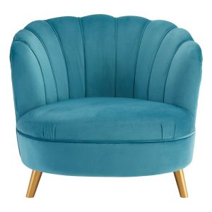 Simon Blue Velvet Chair With Gold Wood Legs