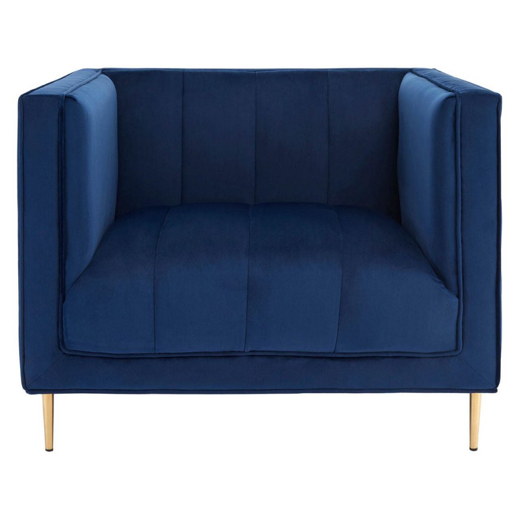 Edith Deep Blue Velvet Armchair