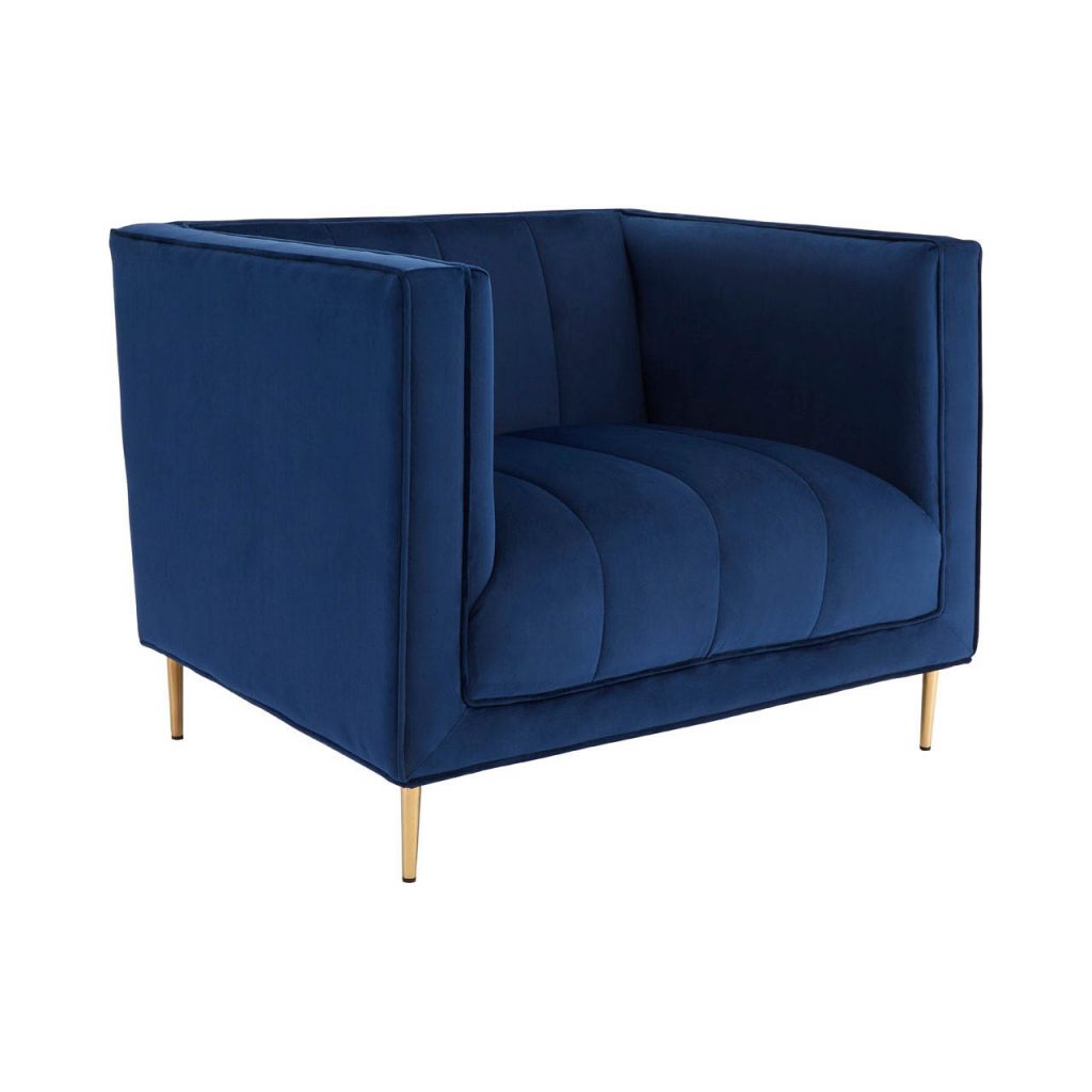 Edith Deep Blue Velvet Armchair