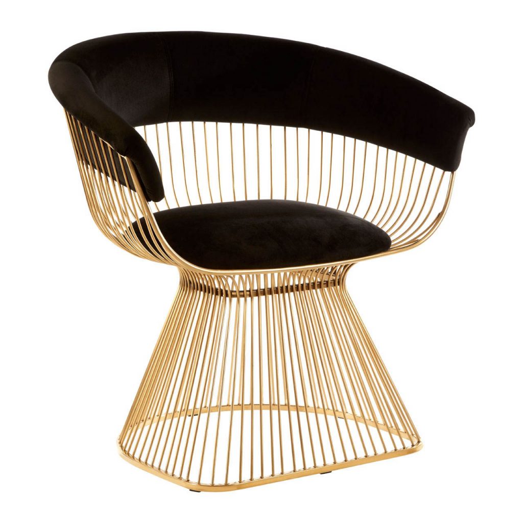 Silchester Black Velvet / Gold Finish Chair