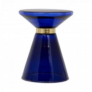 Acklam Blue Glass / Gold Finish Side Table