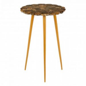 Knaresboroughround / Brass Finish Legs Side Table