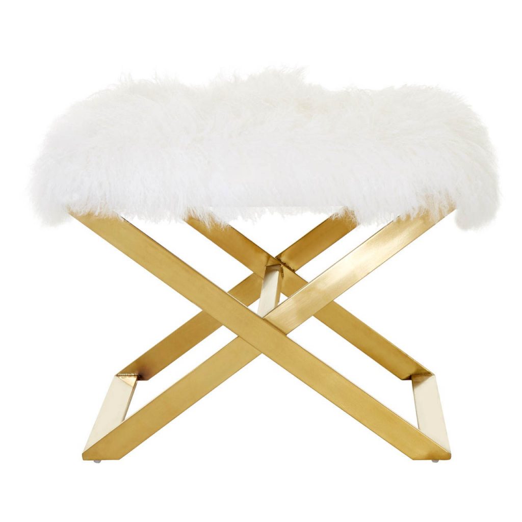 Ashburnham White Sheepskin Stool