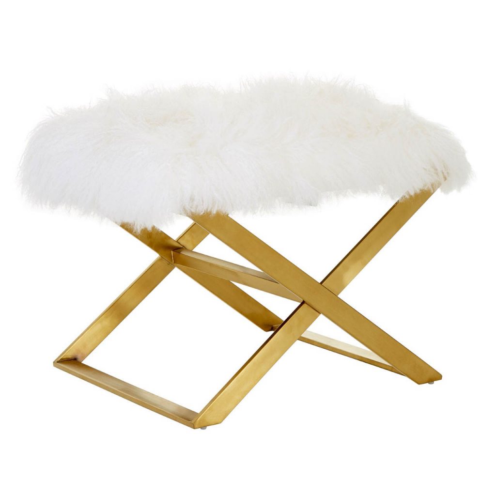Ashburnham White Sheepskin Stool