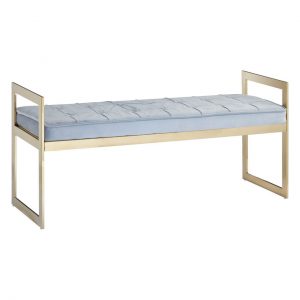 Norland Powder Blue / Gold Tufted Bench