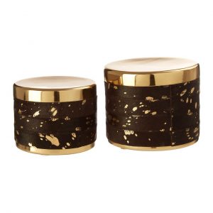 Pelham Large Gold / Black Trinket Box