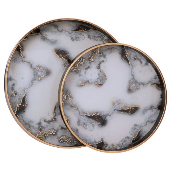 South Bolton Set Of 2 Marble Effect Serving Trays