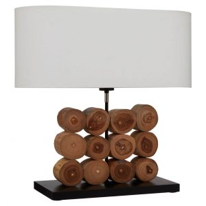 Glynde Table Lamp With Cut Out Wood Base