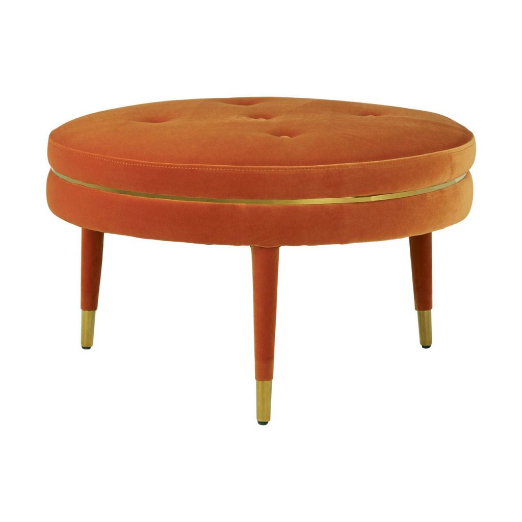 Skinner Orange Velvet Footstool
