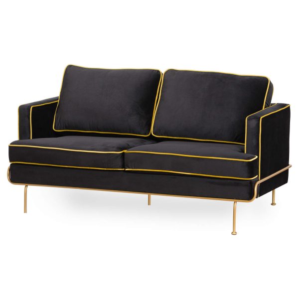 Orla Black Velvet 2 Seater Sofa